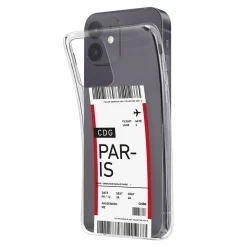 Cover morbida trasparente con texture di biglietto aereo per iPhone 12/12 Pro